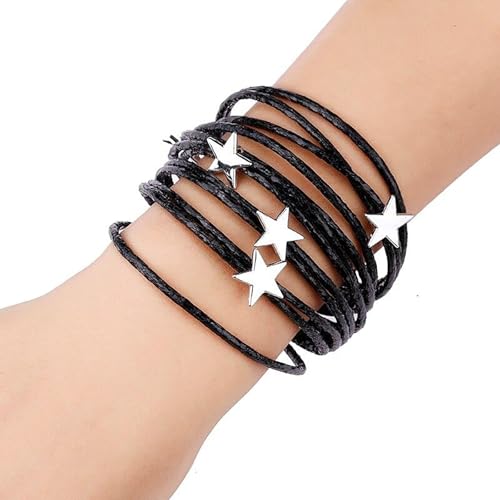 Image of Fesciory Leather Wrap Bracelets for Women, Boho Leopard Multi-Layer Crystal Beads Cuff Bracelet Jewelry