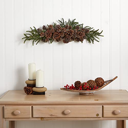 Nearly Natural Iced Pine Cone Swag, Green, 28" #TOP1