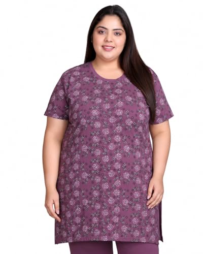 Image of In Love Women's All-Over Printed Cotton Plus Size Longline T-Shirt with Pockets