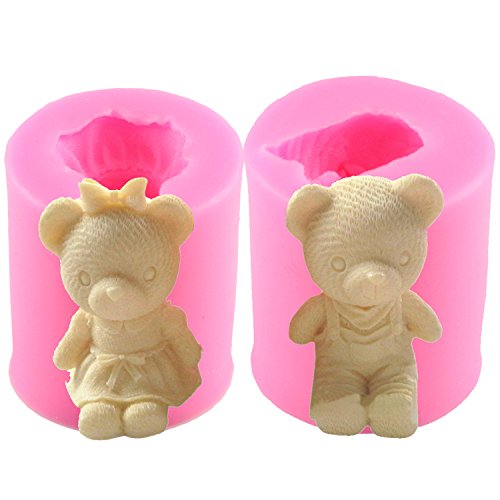 Mujiang Bear Silicone 3D DIY Soap Candle Making Molds Set of 2