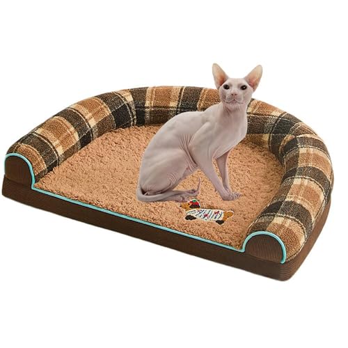 Lifetipsスフィンクス Sphynx U型 ペットベッド 犬 猫 クッション ソファ 丸洗い可 滑り止め 保温 四季対応 小型犬 中型犬 大型犬 多頭飼い 快適 枕付き 軽量 カバー取り外し インテリアに馴染む 圧縮梱包 極厚 やわらか 防汚 通気性