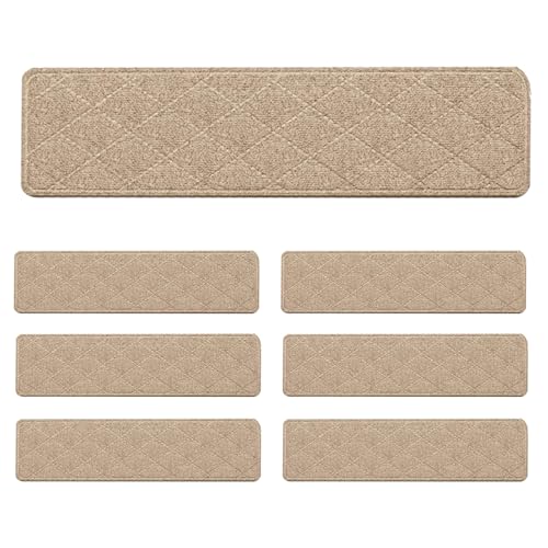 7 alfombras de escalera – 735 g, fundas adhesivas para peldaños | 29.92 x 7.87 pulgadas de poliéster antideslizantes para el hogar, cocina, baño, sótano, industria comercial al aire libre