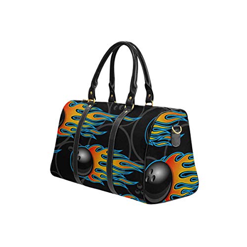 INTERESTPRINT Bowling Balls with Hotrod Flames Travel Bag Duffel, Large Lightweight Weekender Overnight
