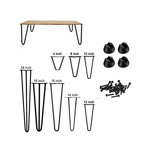 4 patas de mesa de metal, patas de mesa, patas de muebles, patas intercambiables, para cómoda mesa de comedor, escritorio (10,2 cm, negro)