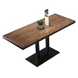 Metal Industrial Pedestal Dining Table, Kitchen Dining Room Minimalist Cafes Shops Restaurant Rectangular Square Tables With Iron Legs& Wood Top, Commercial Use(47.2
