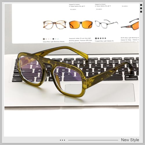 Image of Aviator Blue Light Blocking Glasses for Women Men Square Flat Top Computer TV Eyeglasses Anti Eyestrain