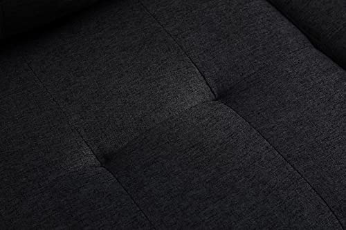 Lepfun 96" L-Shape Linen Fabric Sectional Sofa For Living Room Apartment, L Shaped 5 Seater Couch With Left -Facing Chaise And 2 Pillows, Black #TOP6