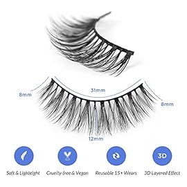 Lashes Natural Look False Eyelashes - Bepholan Fake Eyelashes 3D Fluffy False Lashes Black Band Wispy Lashes 3-Pack Faux Mink Lashes,XMZ27-3