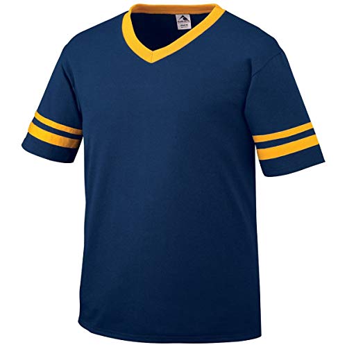 Augusta Sportswear Sleeve Stripe Jersey, 2XL, NAVY GOLD