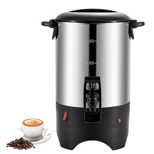 5.5L Stainless Steel Electric Coffee Maker, 1000W Commercial Coffee Urn with Detachable Filter and Lid, Large Hot Drink Dispenser for Catering Café