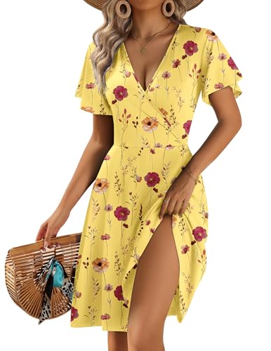 Image of Zeagoo Womens Summer Dresses Wrap V Neck Dress Floral A-Line Ruffle Sleeve Casual Sundress with Pockets 2026