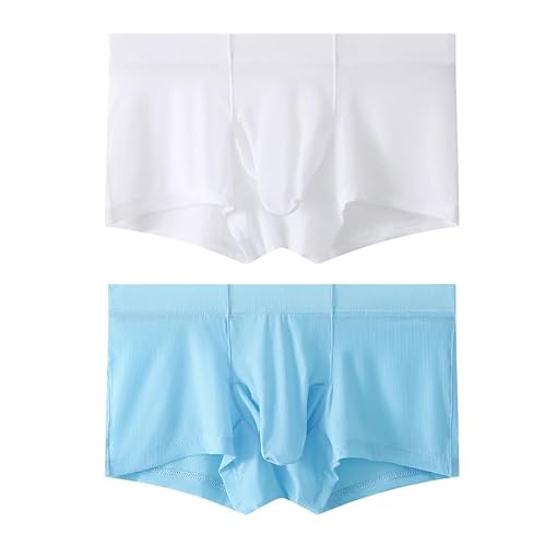 Mens Ice Silk Pouch Trunk Enhance Briefs Underwear Soft Comfy Stretch Mid Rise Bikini Panties Fashion Boxer Short (Color 2 pcs2,X-Large)