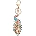 Reizteko Majestic Peacock Keychain Blingbling Crystal Charm for Feather Fans Key Chain Bird Animal Lovers Rhinestone Diamond Key Ring Holder Purse Bag Car Hanging Pendant Decoration Gift (Mix-colored)