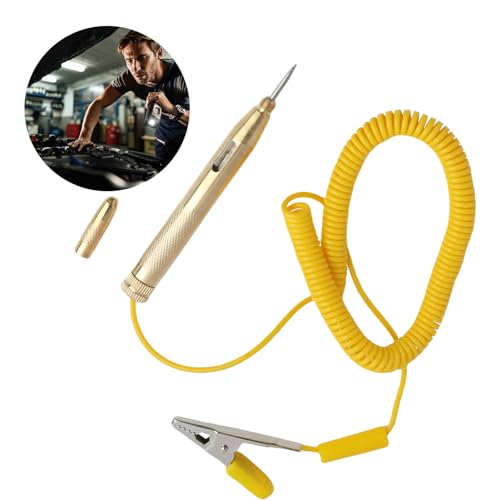 Miniatura 7 de Annlpoy 1pcs Comprobador De Fusibles Coche,Probador De Circuitos Automotriz Tester De Tensión Dc 6v 12v 24v,Cable Espiral Extensible, Herramienta Diagnóstico Eléctrico Automotriz, Amarillo