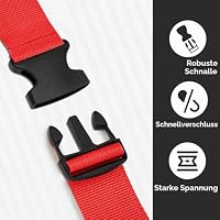 WISYOK Koffergurt, 2 Stück, 130-250cm, Rot, Kofferband Gurt Auffällig – Ansicht 4