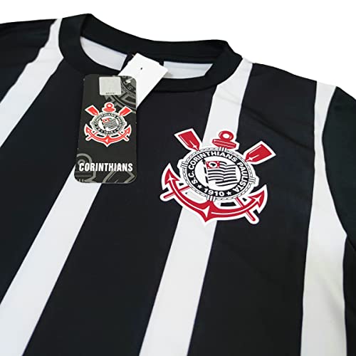 Camisa Corinthians Baby Look Retro Democracia - Feminina Tamanho:G;Cor:Preto/Branco