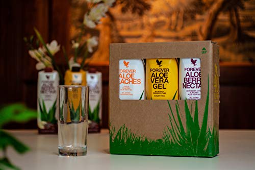Forever Living Aloe Vera Gel Drink - Mixed Tripack - 1x Original Aloe Vera Gel, 1x Aloe Berry Nectar, 1x Aloe Pfirsiche - je 1L Forever Living Aloe Vera Gel Drink - Mixed Tripack - 1x Original Aloe Vera Gel, 1x Aloe Berry Nectar, 1x Aloe Pfirsiche - je 1L