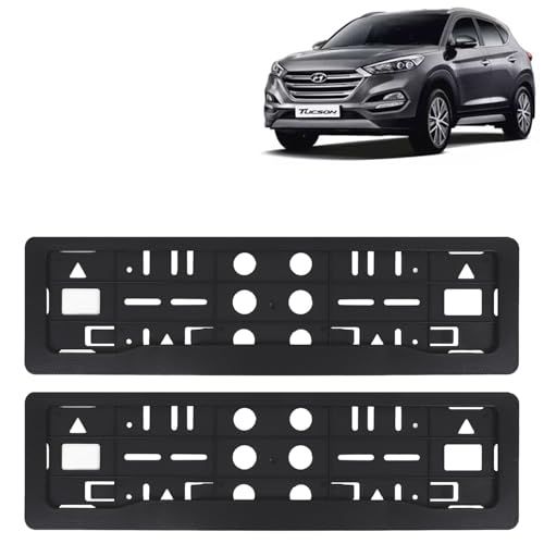 Image of KINGSWAY Tucson Car Number Plate Frames for All 2020 to 2022 Models of Hyundai Car Registration Plate Holders, Black Licence Plate Covers (Front and Rear), Universal Size 51.5 x 14.5 cm