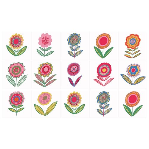 Ulticool Adesivi impermeabili per piastrelle - Fiori retrò vintage - 15 x 15 cm - Confezione da 15 adesivi per piastrelle in pellicola - Piastrelle adesive per parete bagno, cucina, parete cucina
