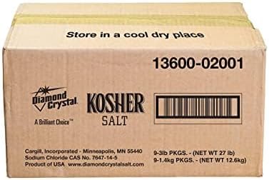 Diamond Crystal Kosher Salt – Full Flavor, No Additives and Less Sodium - Pure and Natural Since 1886-3 LB (Full Case of 9)