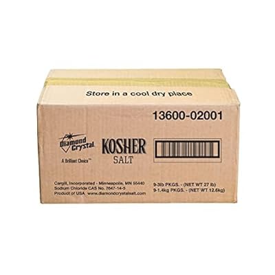 Diamond Crystal Kosher Salt &ndash; Full Flavour, No Additives and Less Sodium - Pure and Natural Sinds 1886-3 LB ( Full Case of 9 )   