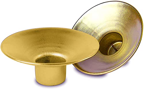 Ner Mitzvah Reusable Metal Candlestick Liners And Drip Guards - Safety Pin Holds Candles In Place - Nickel Plated Protector Bobeches - Gold - 2 Pack #TOP1