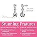 Cate & Chloe Bailey 18k White Gold Plated Dangle Earrings with Three Round Cut Simualted Diamond Crystals, Elegant Jewelry for Women, Gift for Her