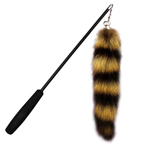 Stebcece ✪ Furry Interactive Cat Toy with Feathers Cat Exercise Indoor Toy Wand Tail-Like Stick Training Toy Set