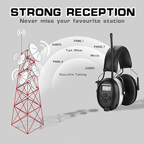 PROHEAR 027 AM FM Radio Headphones for Mowing Snowblowing Work Shops 2 Pack Orange and Grey