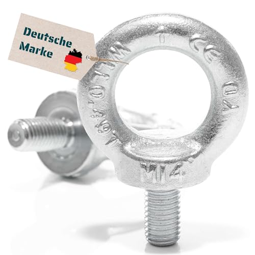 Yourkon Ringschraube DIN 580 Verzinkt M6 bis M30 für Sichere Befestigungen und Lasten (1, 14)