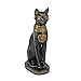 Design Toscano Egyptian Cat Goddess Bastet with Earrings Statue, 8 Inch, Polyresin, Black and Gold