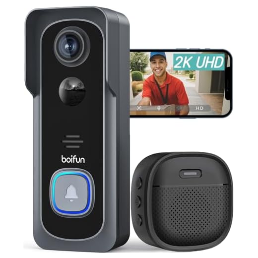 BOIFUN Videocitofono Wifi 2K UHD Campanello Senza Fili da Esterno con Suoneria e Allarme Immediato, 166°Angolo Visuale, Rilevamento Umano PIR, Audio Bidirezionale, Batteria 6700mAh, Impermeabile IP66