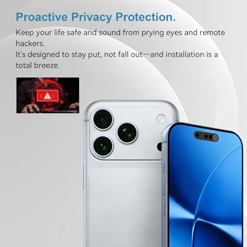Front Camera Privacy Cover Compatible for iPhone 16/16Plus/16 Pro/16 Pro Max/15/15Plus/15 Pro/15 Pro Max/14 Pro/14 Pro Max, [2 Pack] Anti-Spy Lens Protector,Camera Protector for Privacy & Security by Peramarl - Used condition - Image 5