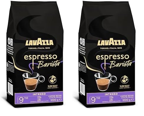 Lavazza, Espresso Barista Intenso, Café en Grano Natural Tostado, Ideal para Máquina de Café Espresso o Superautomática, con Notas Aromáticas de Cacao y Madera, Intensidad 9/10, Tueste Medio, 1 kg