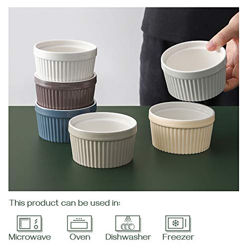 Dowan Ramekins 8 Oz Oven Safe - Creme Brulee Ramekins For Baking, Porcelain Ramekins Oven Safe, Classic Style Souffle Ramekins Bowls, Set Of 6, Multi Brown #TOP3