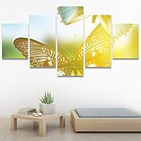 SIGNWIN 5 Panel Canvas Wall Art Modern Art Ants Butterfly Colorful Insects Minimalist Multicolor Photography for Home Decorations Ready to Hang - 60