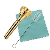 CashBeat 7C Trumpet Mouthpiece Set, Gold Plated Brass, Beginner to Pro, Durable & Reliable, with Cleaning Brush & Silver Polishing Cloth