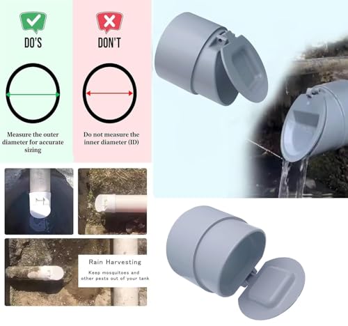 Image of ESEKSAFAR PVC Drain Backflow Valve Anti Rats Cockroaches, Snakes Backflow Strainer Cap,Cover,Hose Non Return Water for pipe (2pc -2 inch PVC Drain cap Means 63mm O.D. Pipe)