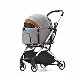 KaiLangDe KinderwagenKette Hund Leicht zu Laufen Falten Reisen Transportwagen Tier Hündchen Dachfenster Lagerung Korb Tasse Halter Ablagefach (Color : Grey)