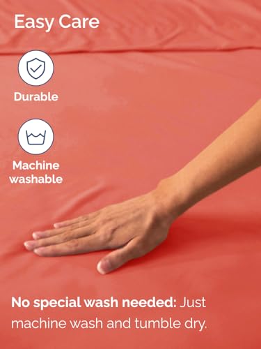 Image of Deep Twin XL Fitted Sheet - College Dorm Room Essentials - Coral | Easily Fits 18 inch to 24 inch Mattress, Wrinkle Resistant, Soft, Breathable & Comfy, Extra Deep Pockets Fitted Sheet