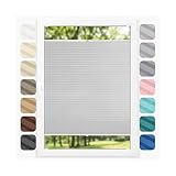 Birrke® Plissee mit Bohren im Fensterrahmen - Fenster Plissee nach Maß zum Bohren Breite: 25–160cm, Höhe: 150–230cm - Faltrollo Innen, Sichtschutz, Sonnenschutz, UV Schutz - Plisseerollo mit 15 Farben