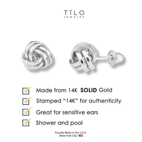 14k Gold Polished Love Knot Stud Earrings with Secure Screw Backs - 7mm…4