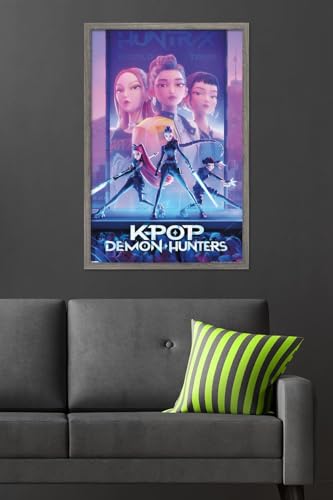 Image of Netflix KPop Demon Hunters (2025) - One Sheet Wall Poster, 34L inch x 22.4W inch, Barnwood Framed Version