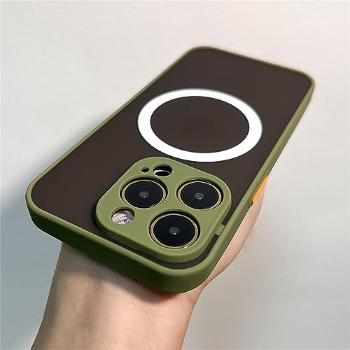 Coque magnétique sans fil iPhone 13 Mini ENILSA rigide antichoc haute protection vert clair