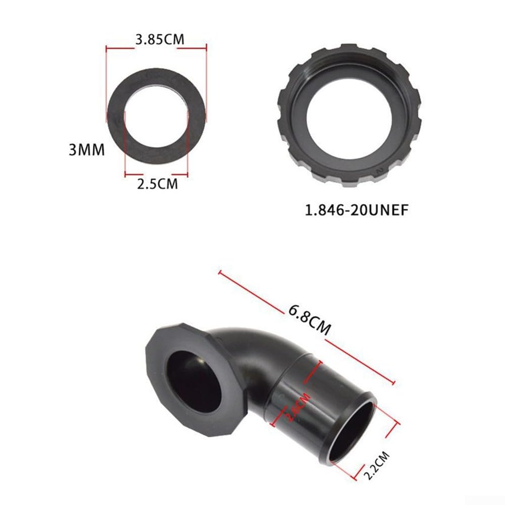Gdfnmogo Conector de manguera BC de buceo con codo de tubo y accesorio de inflador de vías respiratorias, construcción de nailon de alta resistencia con arandela de goma y juego de tuercas, se adapta