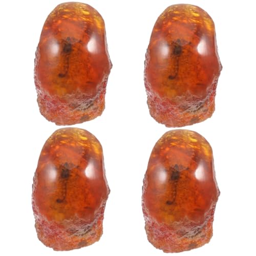 Mobestech 4pcs Amber Sample Amber Insect Amber Adornment Insect Decor Insect Stone Specimen Amber Stone Unique Stones Stone Insect Specimen Insect Sample Insect Amber Specimen Resin