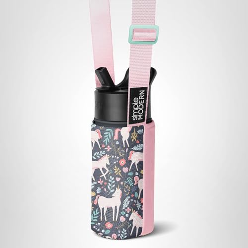 Simple Modern Kid's Water Bottle Carrier Sling with Adjustable Strap | Bottle Holder Crossbody Bag for Walking, Hiking and School | Summit Collection | Unicorn Fields