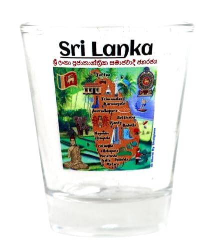 Verre à liqueur Motif carte et attractions du Sri Lanka