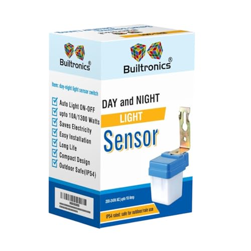 Image of Builtronics(BTI-301) : Automatic Light On-Off Day-Night Photocell Sensor Switch 220 Volt(up to1300Watt) for Lights, Water Proof, 18 Months Warranty, Customer Care Support, Waterproof (3)