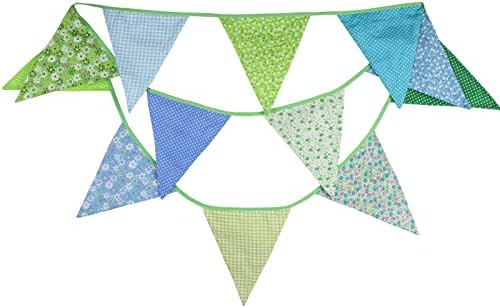 G2PLUS Extra Large Fabric Bunting 12 Feet Banner Garlands with 12PCS Triangle Pennants 17x22CM Double Sided Vintage Cloth Shabby Chic Decoration for Birthday Parties Ceremonies Kitchen Bedrooms-Brown